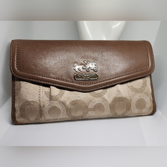 Preowned Coach brown/tan wallet - Picture 1 of 12